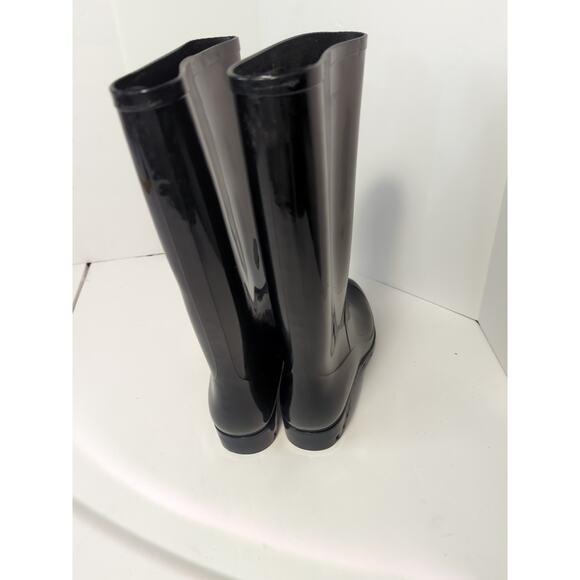 Time and Tru Tall Black Rubber Rain Boots Womens Size 7 Calf height - Picture 3 of 6